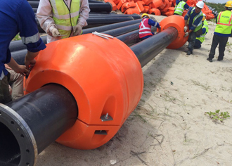 Installation UHMWPE Pipes, Pipe Floats and Rubber Hoses in Singapore Successfully